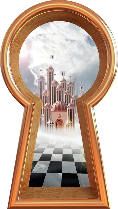 Amazon Com 36 Bronze Keyhole 3d Wall Decal Queen Of Hearts Castle Fantasy Fairy Tale Alice In Wonderland Decor Removable Peel And Stick Mural For Kids Room 36 Tall X 4 Wide