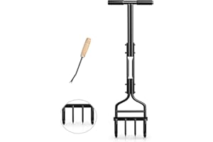 aneeway Lawn Spike Coring Aerator Tool, Multi Spikes Grass Aerators, Manual Yard Aeration Tools with 2 Spikes & 2 Hollow Slot