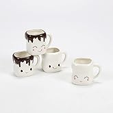 Marshmallow Shaped Hot Chocolate Mugs WITH HANDLE-Ceramic-Set of 4