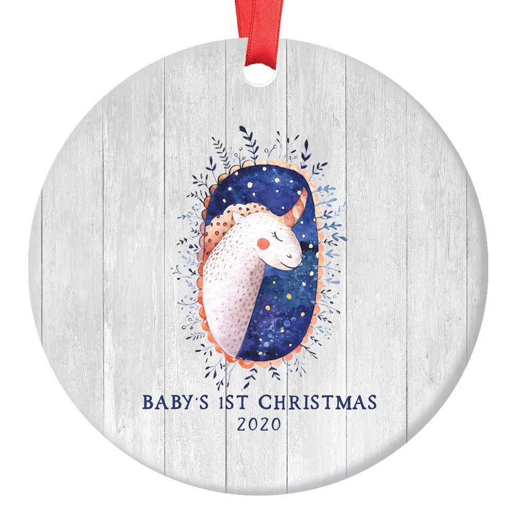 baby's first christmas unicorn ornament