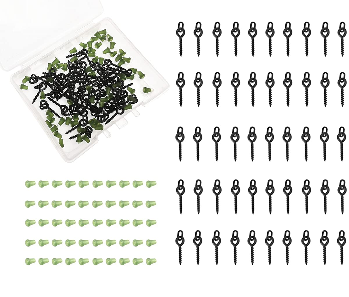Fishing Bait Screws Hook Stops: 100pcs/box Carp Fishing Accessories Kit for Making Carp Boilies Pop Up Rigs