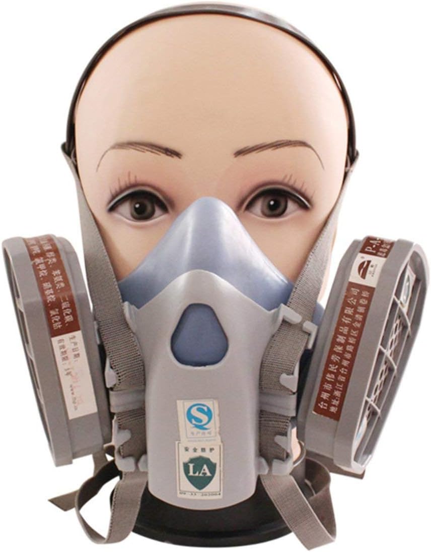 MachinYester Self-priming Gas Mask Practical Mask Spray Paint Special Activated Carbon Filter Type Half Mask with filter box gray