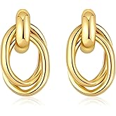 GUOMTGH Gold/Silver Chunky Gold Earrings For Women Dainty Gold And Silver Plated Hypoallergenic And Lightweight Trendy Statement Geometric Dangle Drop Earrings Jewelry Gift