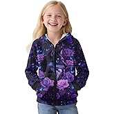 ELEDIZI Cute Zip Up Hoodies for Girls Fleece Hooded Sweatshirt with Pockets Fall Winter Clothes Size 5-14 Years