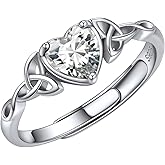 ChicSilver 925 Sterling Silver Celtic Knot/Claddagh Heart Shape Birthstone Promise Ring for Women