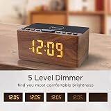 ANJANK Bedside Wooden FM Radio Alarm Clock with Wireless Charger 5W-10W view 6