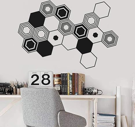 Daapplok Hexágonos Calcomanía De Pared Abstracta Calcomanía Geométrica