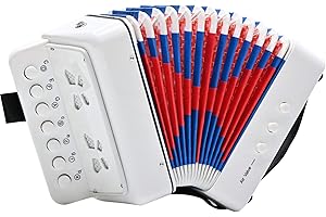 AIMEIS Kids Accordion 10 keys Button Accordions,Musical Instrument,Mini Accordian for Beginners(White)
