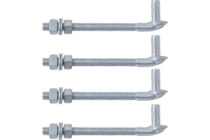 VIVIDA 8" J Bolt Gate Hinge 4 Pack, Gate Bolt Hinge with 5/8" Male Pin, Heavy Duty Chain Link Fence Hardware, Galvanized Steel