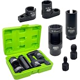 6PCS O2 Sensor Socket Set, Oxygen Sensor Removal, Thread Repair | 1/2" &amp; 3/8" Dr. 7/8"(22mm) Offset Socket, 1-1/16"(27mm) Thermal Sensor Socket, M12x1.25 &amp; M18x1.5mm Thread Chaser