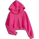 SHENHE Women's Casual Zip Up Hoodie Long Sleeve Drop Shoulder Fall Tops Crop Hoodies Sweatshirts with Pockets