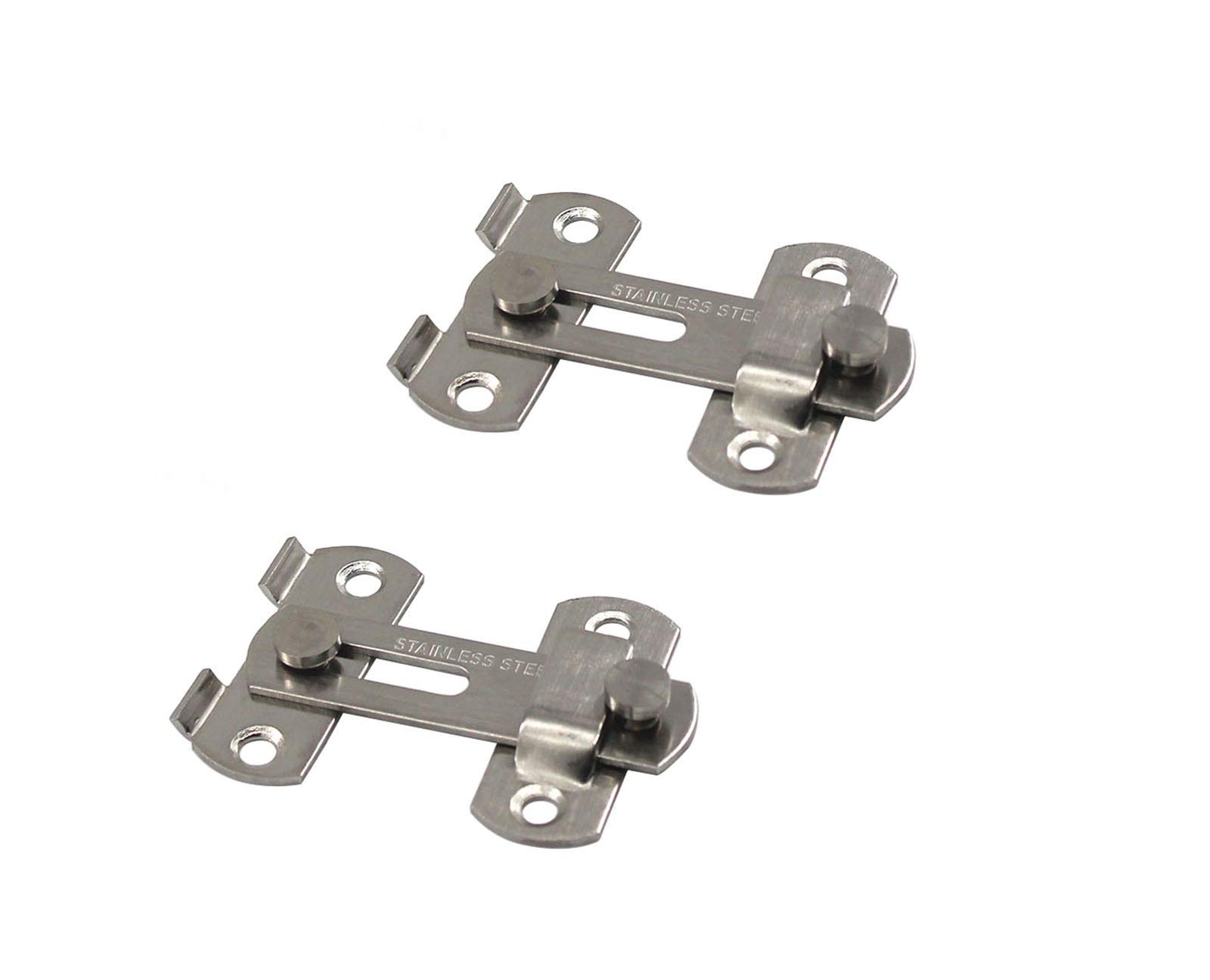 Stainless Steel Flip Latch Cabinet Fastener Closet Catch Safety Door Lock Pet Cage Bolt 2 3/4" Long Silver Pack of 2
