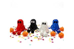 BaErSan Halloween Ghost Figurines Set of 4 – Poseable Mini Halloween Decorations for Desk, Room, Shelf, Office Display