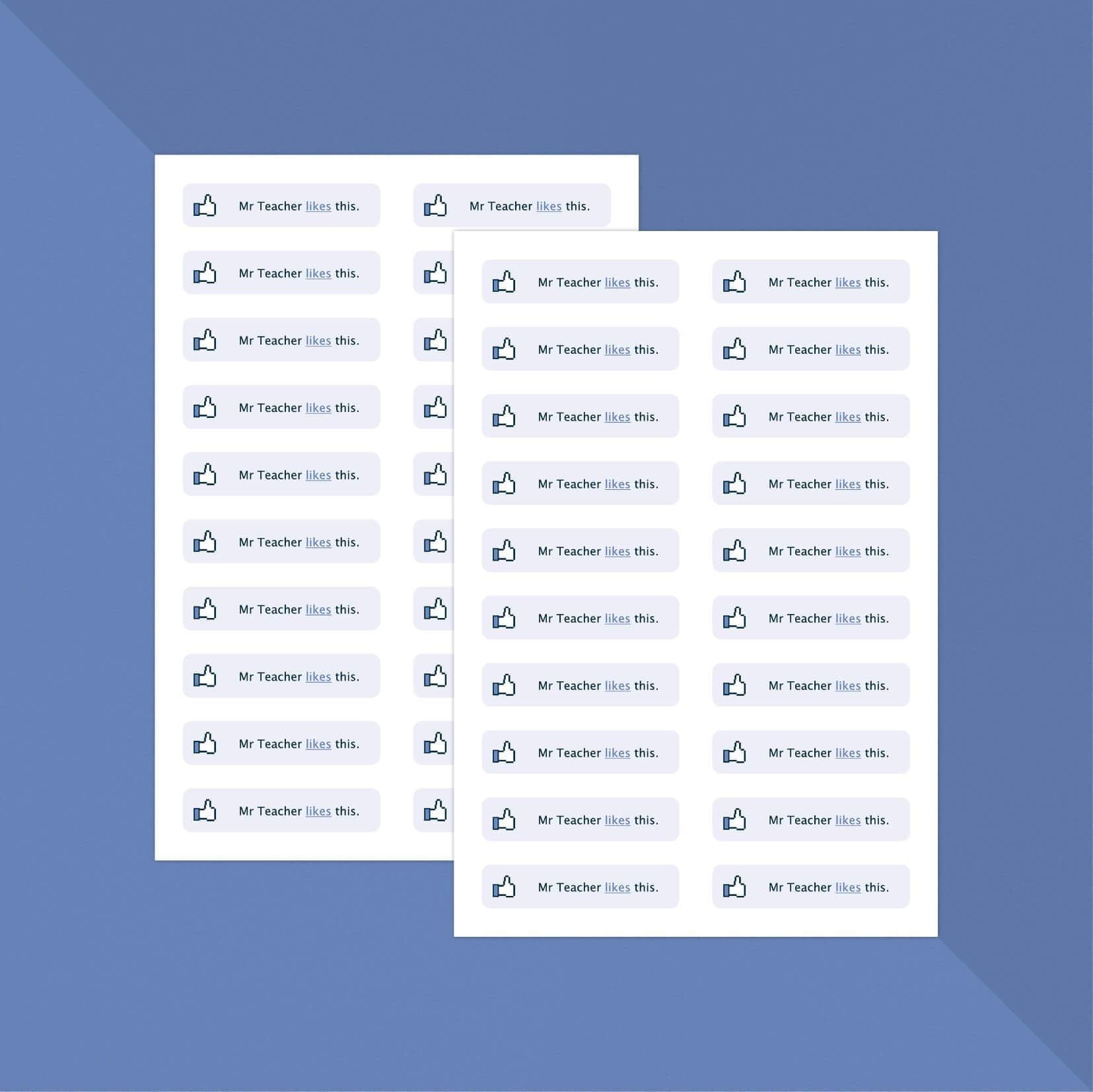 PAPERZIP - Personalised Teacher Likes This – Social Media – 40 Stickers for Children, Teachers, Parents