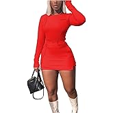 LuFeng Women's Sexy Fashion Reflective Striped long Sleeve 2 Piece Outfits Crop Top and Mini Bodycon Skirt Set