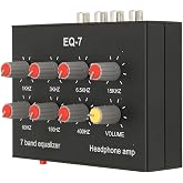 7 Band Sound Equalizer, Output Input, 12dB High Bass Adjustment, Two Channel Digital Equalizer, 3.5mm Interface, for Recording, Streaming, Podcasting