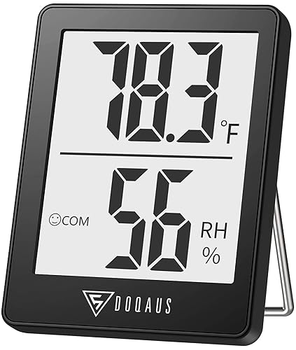 DOQAUS Digital Hygrometer Indoor Thermometer Humidity Meter Room Thermometer with 5s Fast Refresh Accurate Temperature Humidity Monitor for Home, Bedroom, Baby Room, Office, Greenhouse, Cellar (Black)