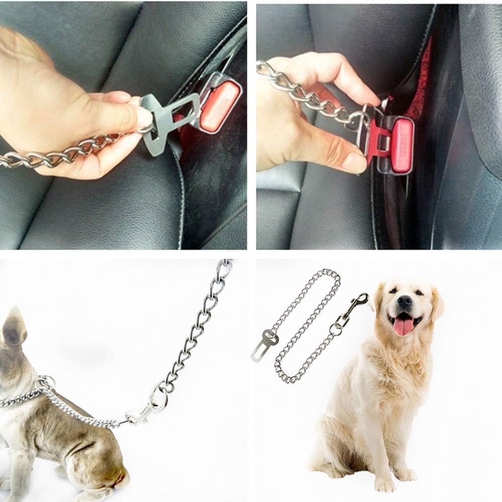 NA Stainless Steel Dog Car Seat Belt Pet Dog Car Safety Harness Chew