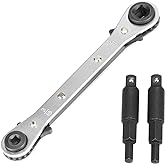 Timsec HVAC Service Wrench, Refrigeration Wrench With 2 Pcs HVAC Hexagon Bit Adapter, Premium AC Tools for HVAC, Refrigeratio