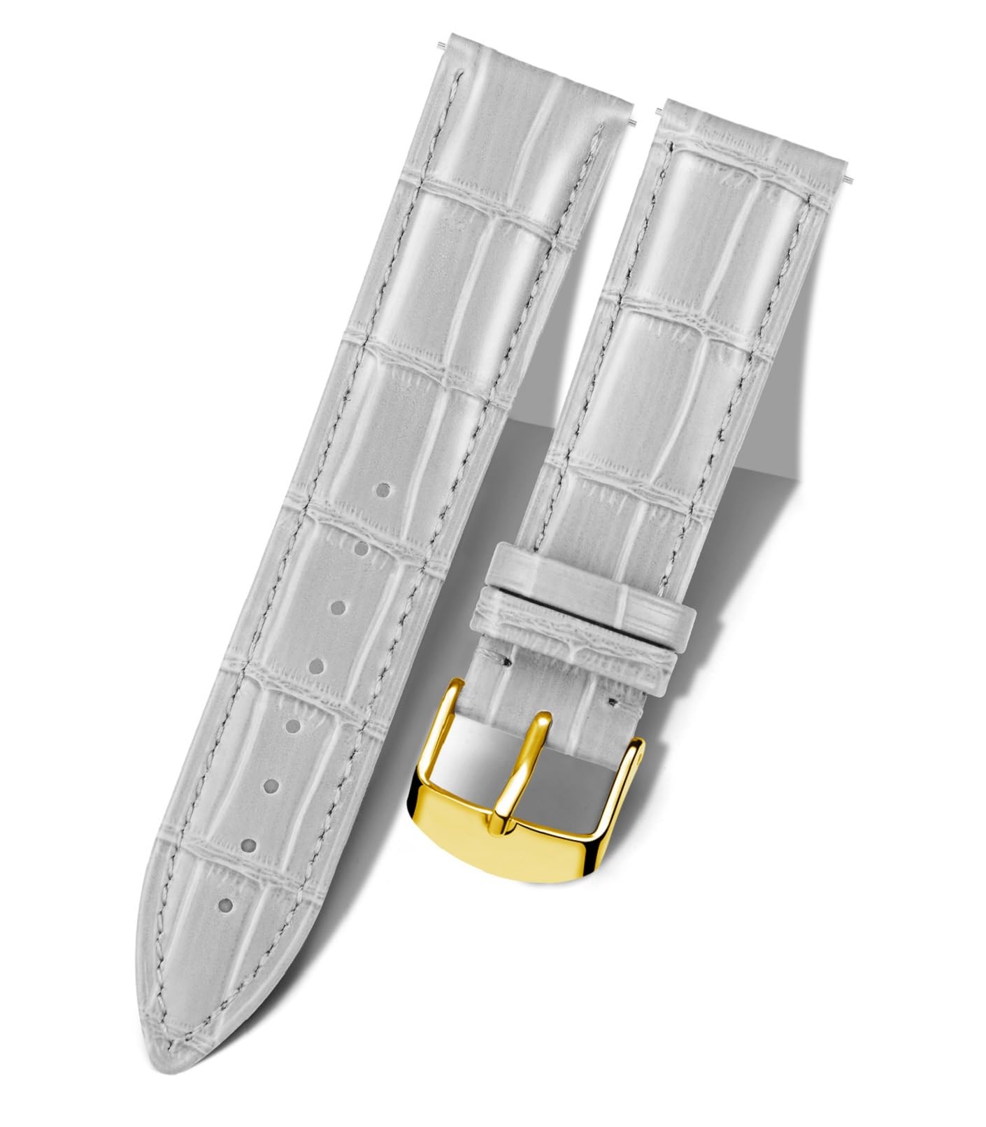 BINLUN Quick Release Leather Watch Straps Replacement Watch Bands Smart Watch Strap Crocodile Pattern in 10 Colors 13 Sizes with Silver Buckle for Men Women（G-grey，13mm） — image 1