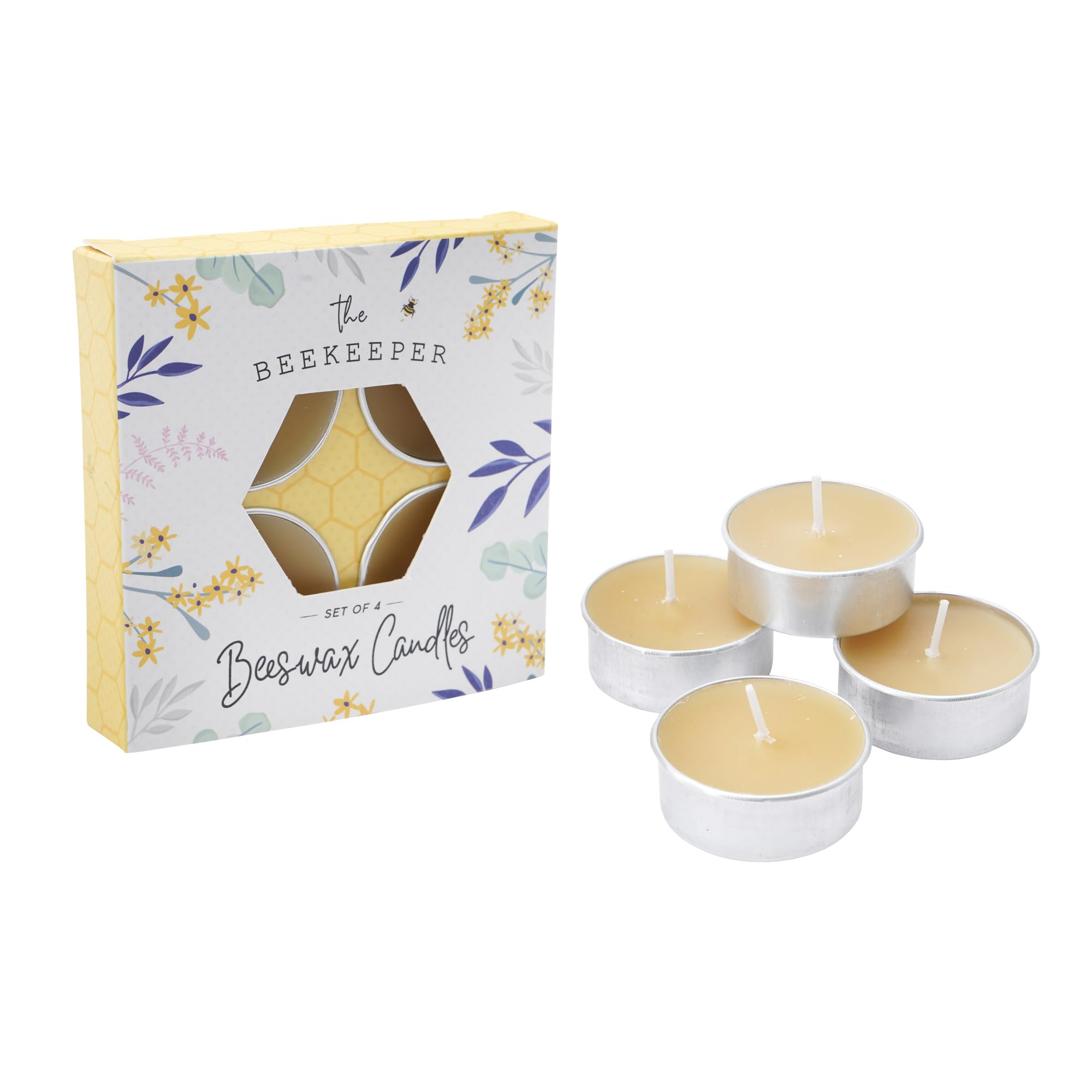 CGB Giftware | The Beekeeper Set of 4 Beeswax Tealight Candles | in Gift Box | Tealight | Homeware | The Beekeeper | Home Decor | GB07514