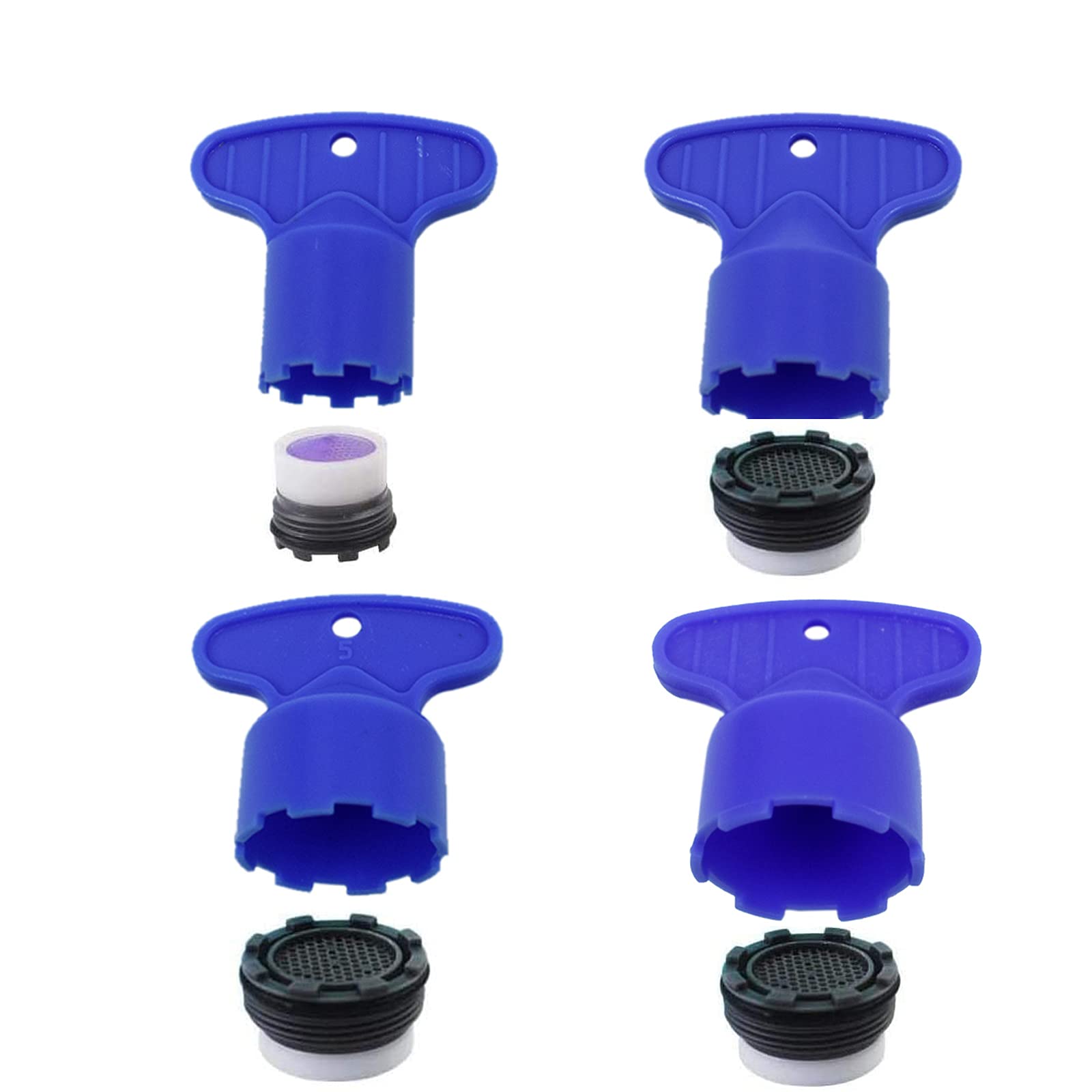4 Sizes Faucet Aerator Key with Key Removal Wrench Tool for M16.5, 18.5, 21.5, 24 Recessed Sink Wrenches Aerator Key for Cache