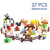 Zoo Tiere Bauernhof Bausteine Zubehör Spielzeug Set für Kinder Duplo mit EIN Weihnachten Geschenktasche, 27 Stück