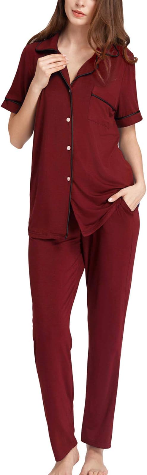 Zexxxy Women's Cotton Sleepwear Boyfriend Style Short Sleeve Pajama Set ZE0158