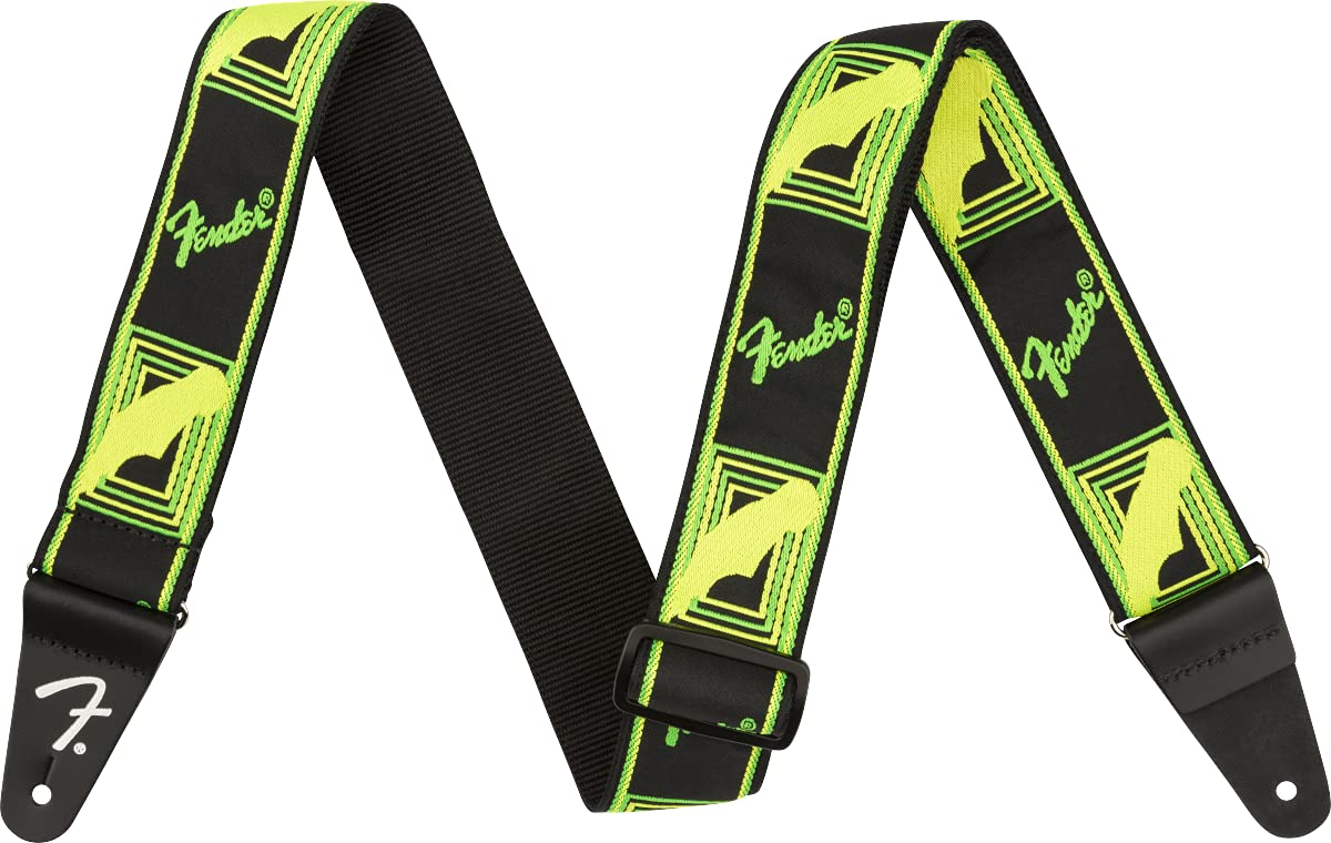 Fender® Neon Monogram Strap Nylon Guitar Strap 5 cm Green/Yellow