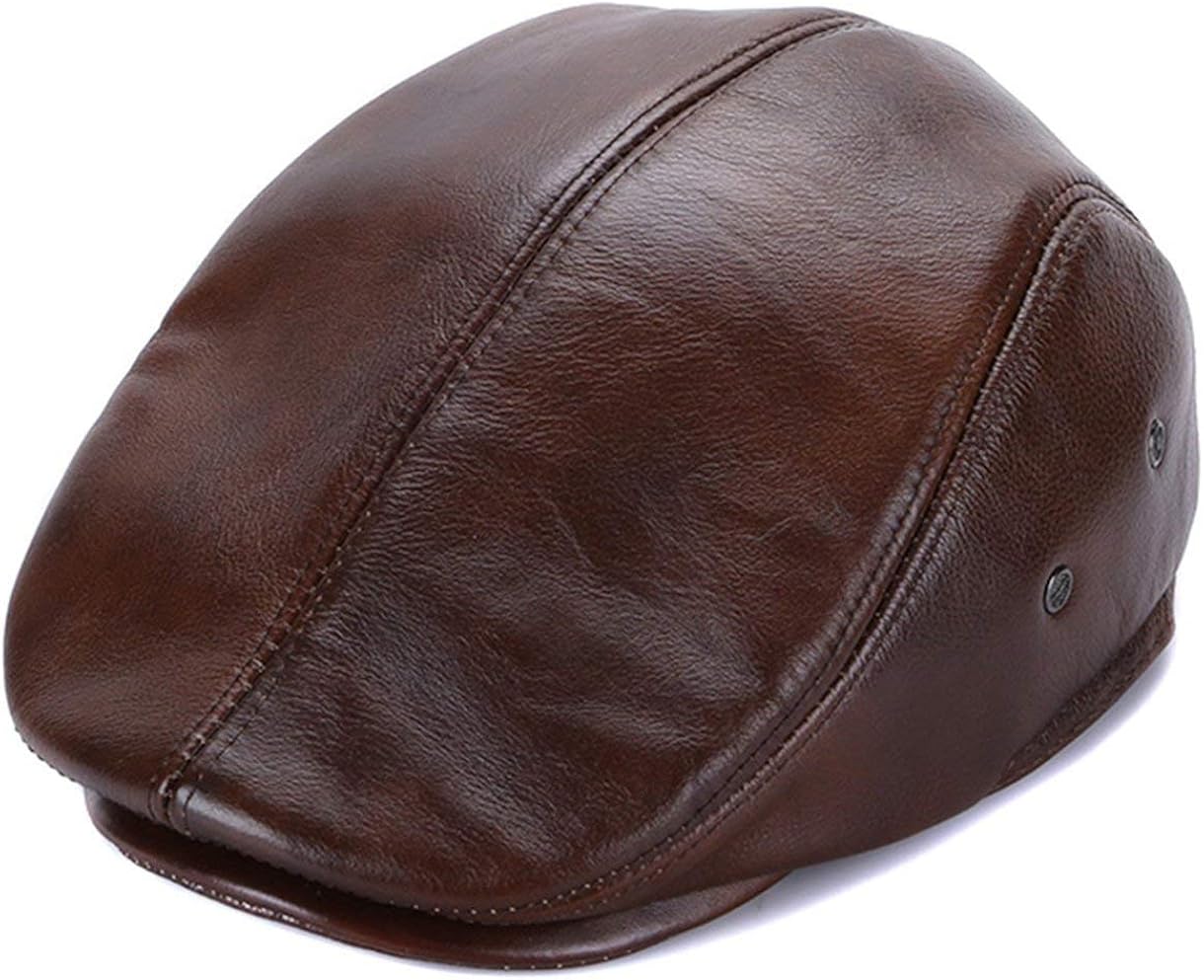 Men's Pu Leather Winter Beret Mens Unique Hat Outdoor Leisure Cap Beret