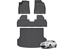 AZYT Floor Mats & Cargo Liner for Lexus RX 2010-2015 All Weather Automotive TPE Liners Set Anti-Slip Waterproof Floor Liners Accessories (Car Mats+Trunk Mat) Black