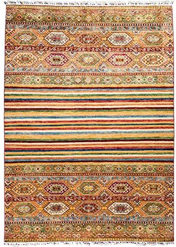 Solo Rugs Tribal Hand Knotted Area Rug, 5' 10" x 8' 3", Caramel