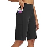 baleaf Women's Bermuda Shorts 12" Long Knee Length Running Athletic High Waist Zipper Pocket Quick Dry Loose Fit