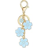 XGALBLA Initial Keychain Flower Charms for Key Cute Flower Letter Keyring, Bag Charms Enameled Keychain Handbags Backpacks