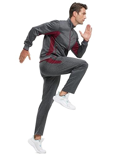 Men Sweatsuits Sets TBMPOY Men's Zip-Up Tracksuit Lightweight