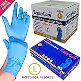 SunnyCare #8203 1000/1cases Blue Color Nitrile Medical Exam Gloves Powder Free (Latex Vinyl Free) Large