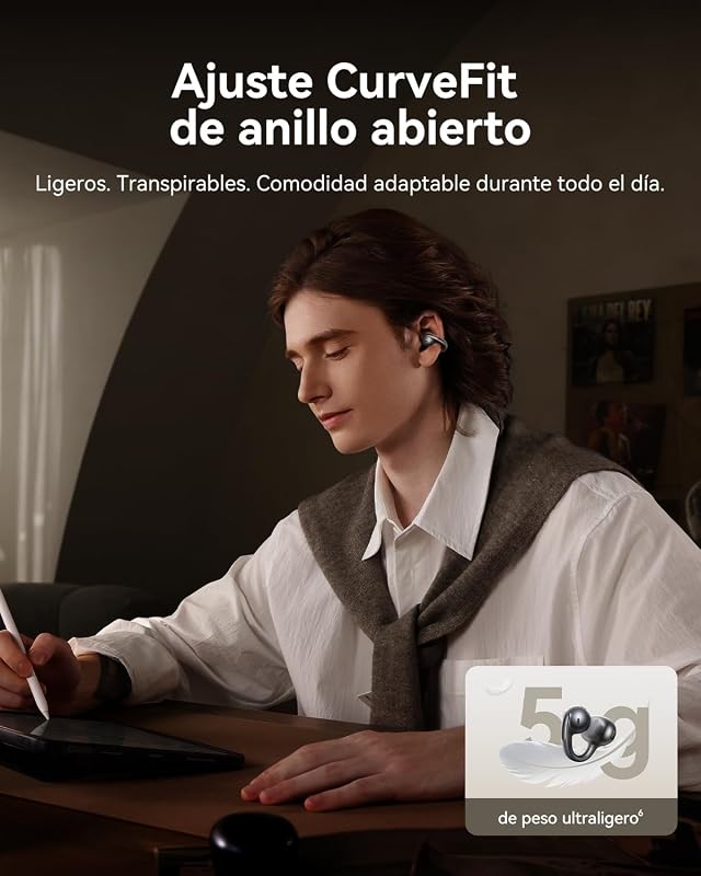 Baseus MC1 Pro Open Ear Headphones, Ear Clip, Som Impressionante, Adaptive Bass Boost, Bluetooth 6.0, Cancelamento de Ruído de Chamada, IP67, bateria de 40H, Buds de 5.0g