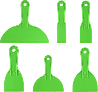 Tomoyuki 6 Pcs Plastic Putty Scrapers Set Green for Spackling Patching