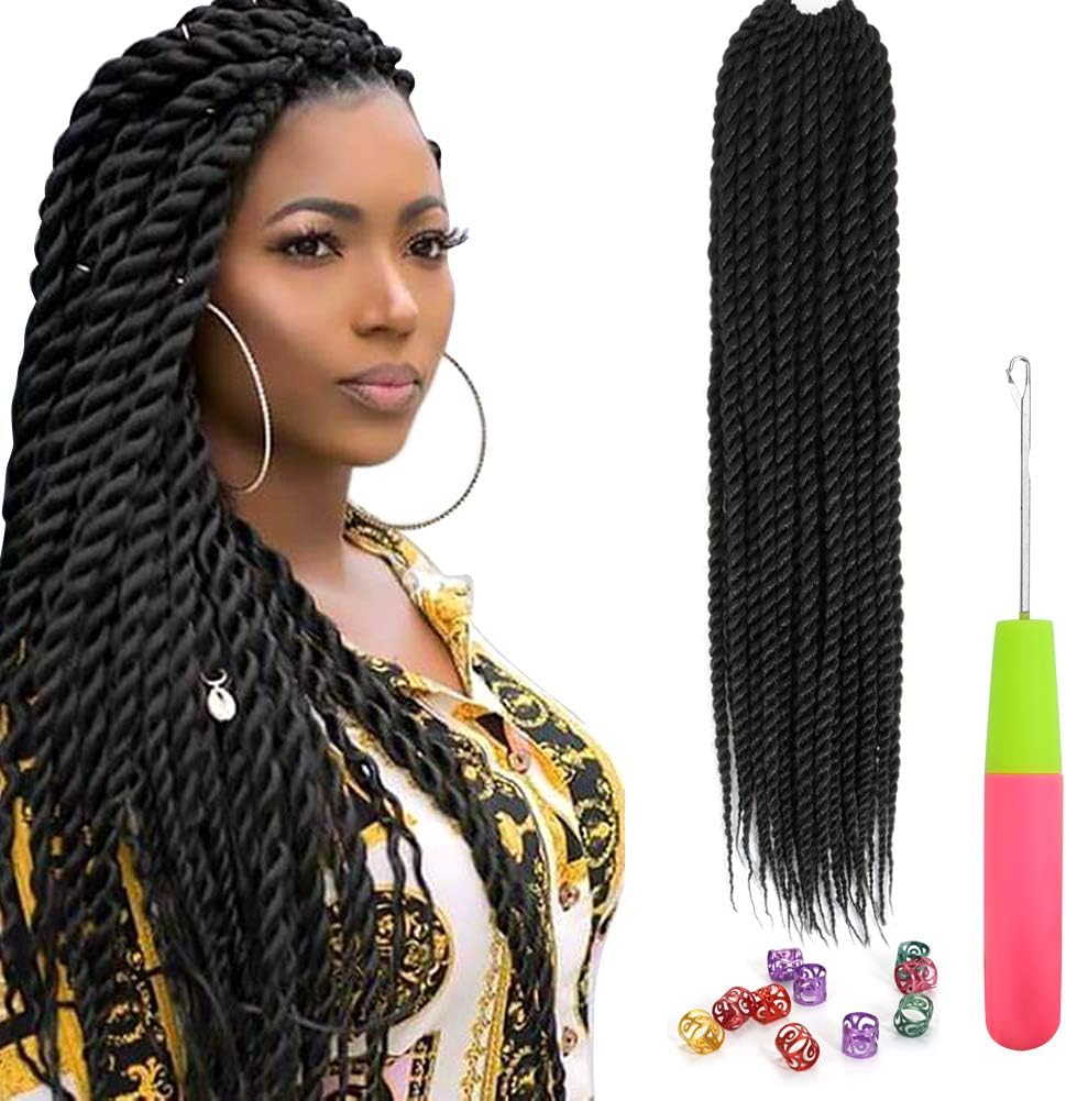 6 Packs/Lot Havana Twist Crochet Hair Senegalese Twist Crochet Braids Hair Extension Ombre Braiding Hair Havana Twists Braiding Hair(18Inch,1B))