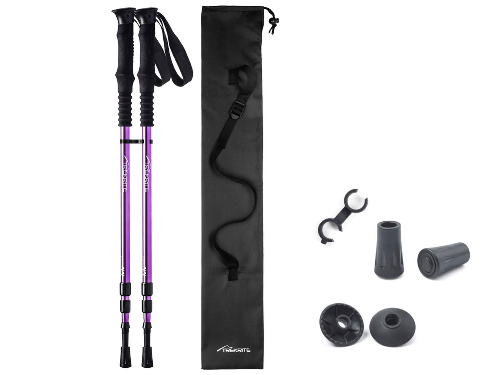 Pair of Trekrite Women's Telescopic Antishock Hiking Sticks/Walking Poles - Purple or Teal