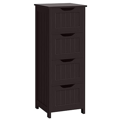 Topeakmart Wooden Floor Cabinet with 4 Drawers for Storage