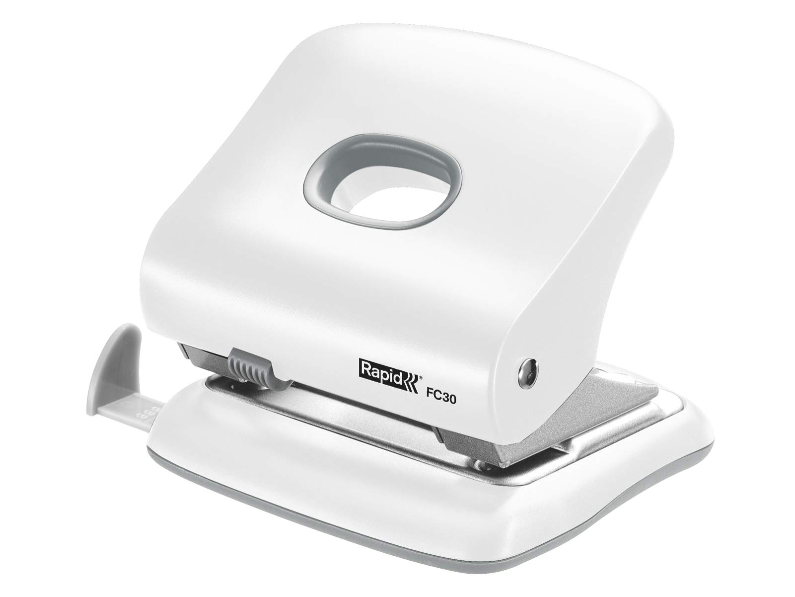 Rapid Fashion FC30 Strong 2 Hole Punch, Punches up to 30 Sheets, Adjustable Guide Bar, Ergonomic Design, White, 5000363 — image 1