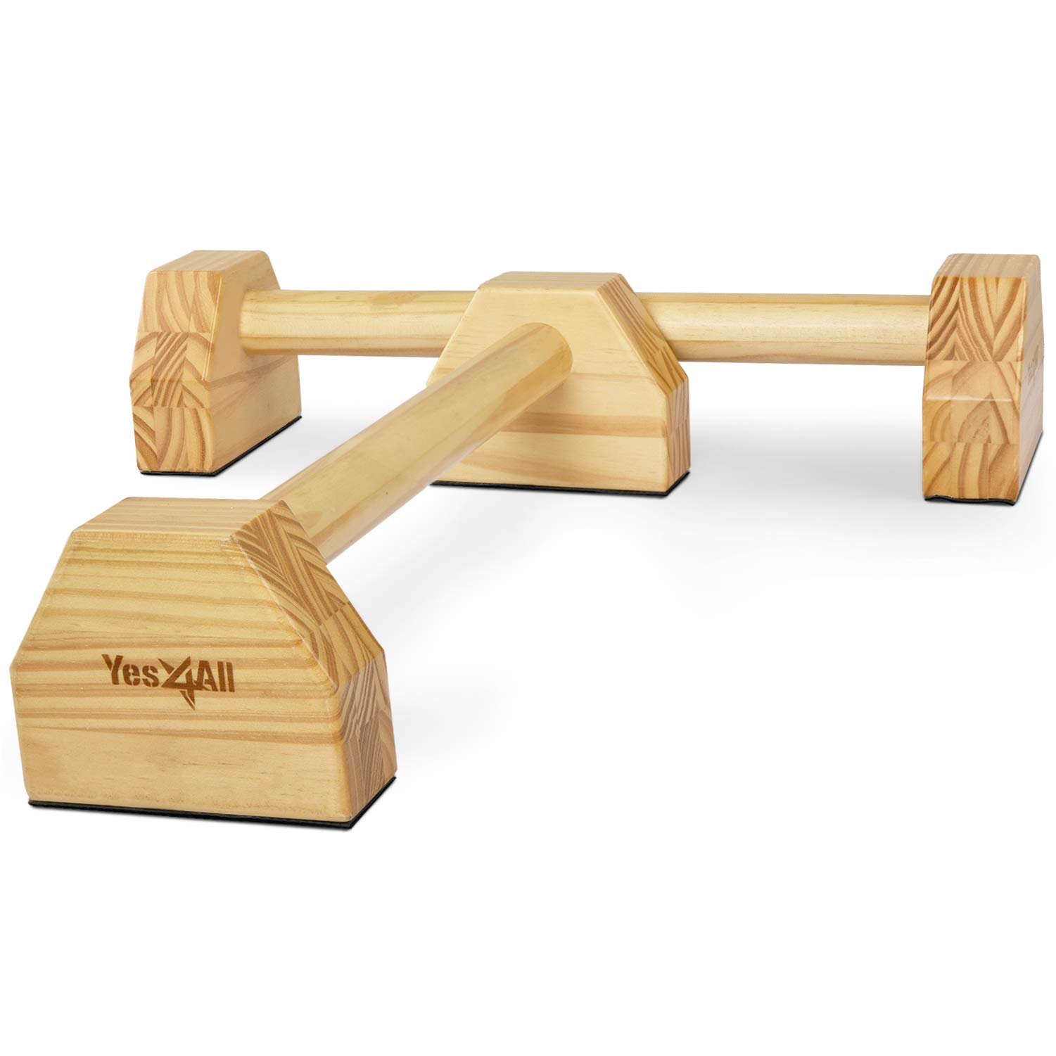 Yes4All Steel/Solid Wood Push Up Stand Parallel Bars Parallettes Non-slip Rubber Feet For Floor Use, Supports Calisthenics Exercises and Upper Body Strength Workouts Perfect For Men And Women