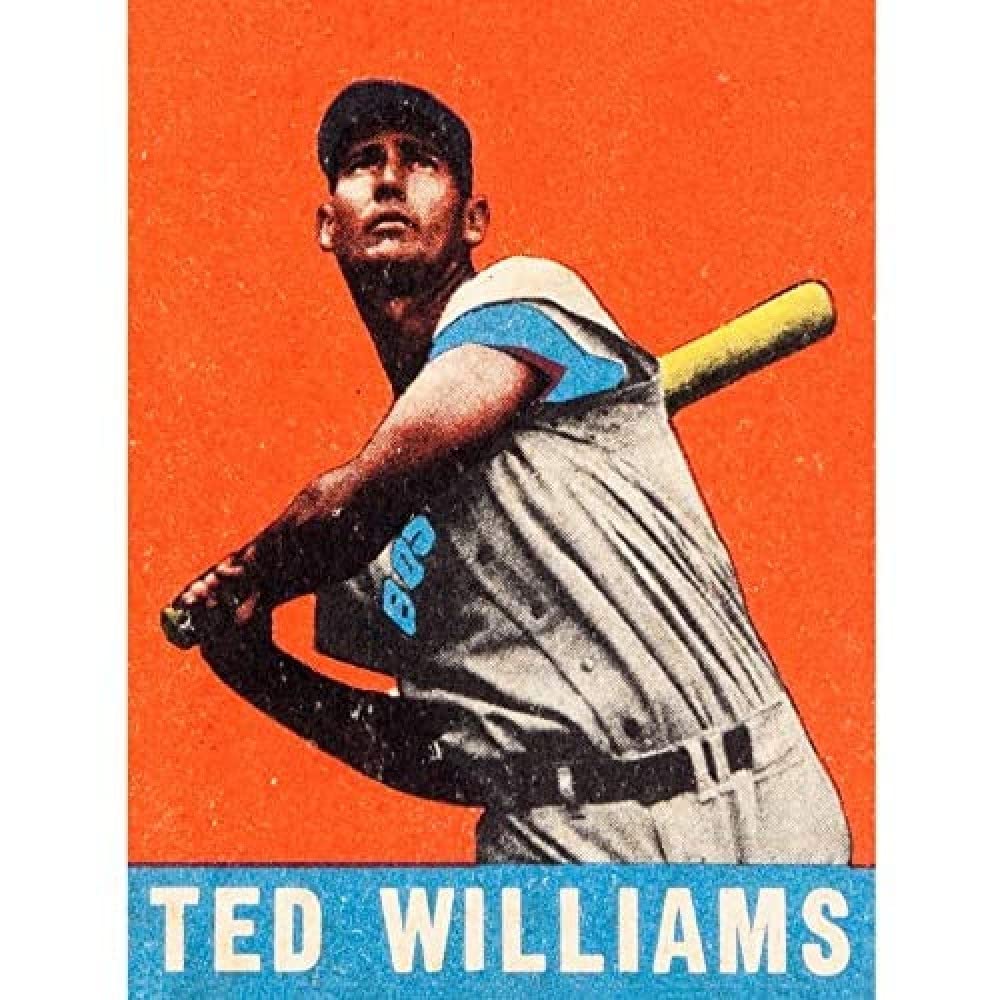 Artery8 Leaf Ted Williams Baseball Card Portrait Art Print Canvas Premium Wall Decor Poster Mural