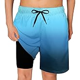 Cozople Boys Swim Trunks Quick Dry Compression Liner Swim Shorts Summer Bathing Suit with Inner Pocket Swimwear 7-20T