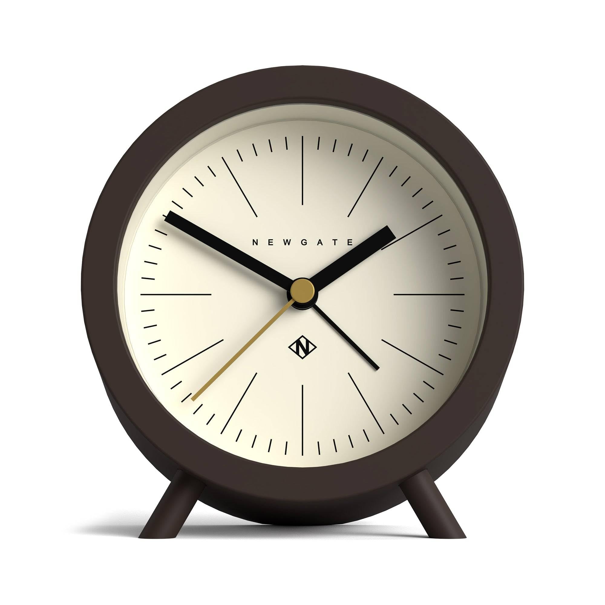 NEWGATE® Fred alarm clock | Modern barrel design | Chocolate brown | Ideal for bedside, desk or shelf | Modern retro scandi bedroom & office accessory — image 1