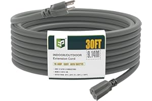 EP 30 Ft Outdoor Extension Cord, 12/3 SJTW Heavy Duty Extension Cable with 3 Prong Grounded Plug, 15 AMP Power Cord for Lawn,