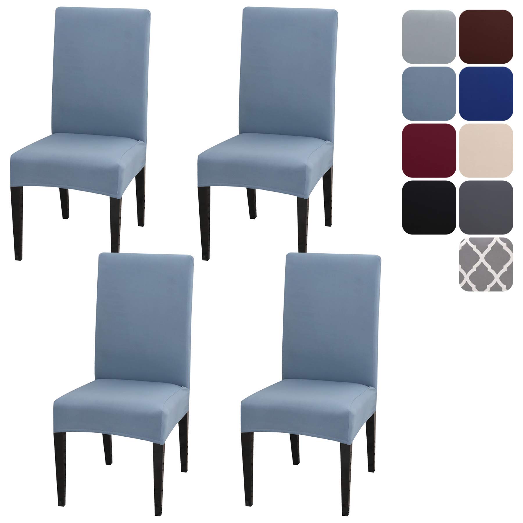 Aisprts Dining Room Chair Covers Slipcovers Set of 4, Stretch Removable Washable Dining Chair Protector Decoration Cover Seat Slipcover for Hotel, Ceremony, Banquet, Kitchen, Restaurant, Home