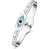 BAMAY Stainless Steel Evil Eye Bracelets 18K Gold Bangle Bracelets for Women Lucky Cuff Bracelet Protection Jewelry Charms
