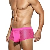 Casey Kevin Men's Underwear Sexy See Through Lace Boxer Briefs Mesh Trunks